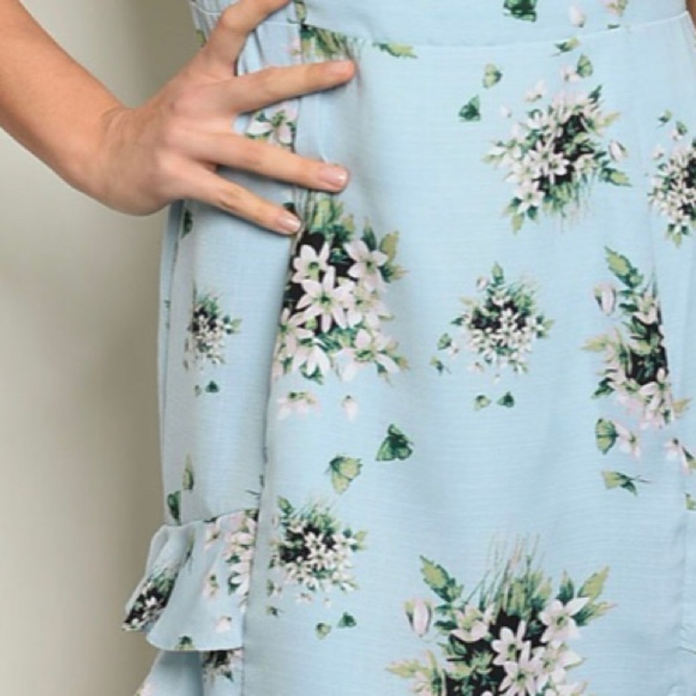 Brand New Floral Light Blue Off Shoulder Dress - Picture 8 of 8